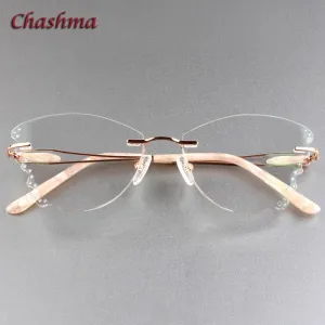Chashma Ochki Women's Rimless ButterflyTitanium Eyeglasses Clear Lenses 88205
