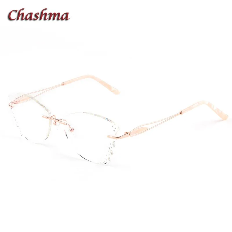 Chashma Ochki Women's Rimless ButterflyTitanium Eyeglasses Clear Lenses 88205