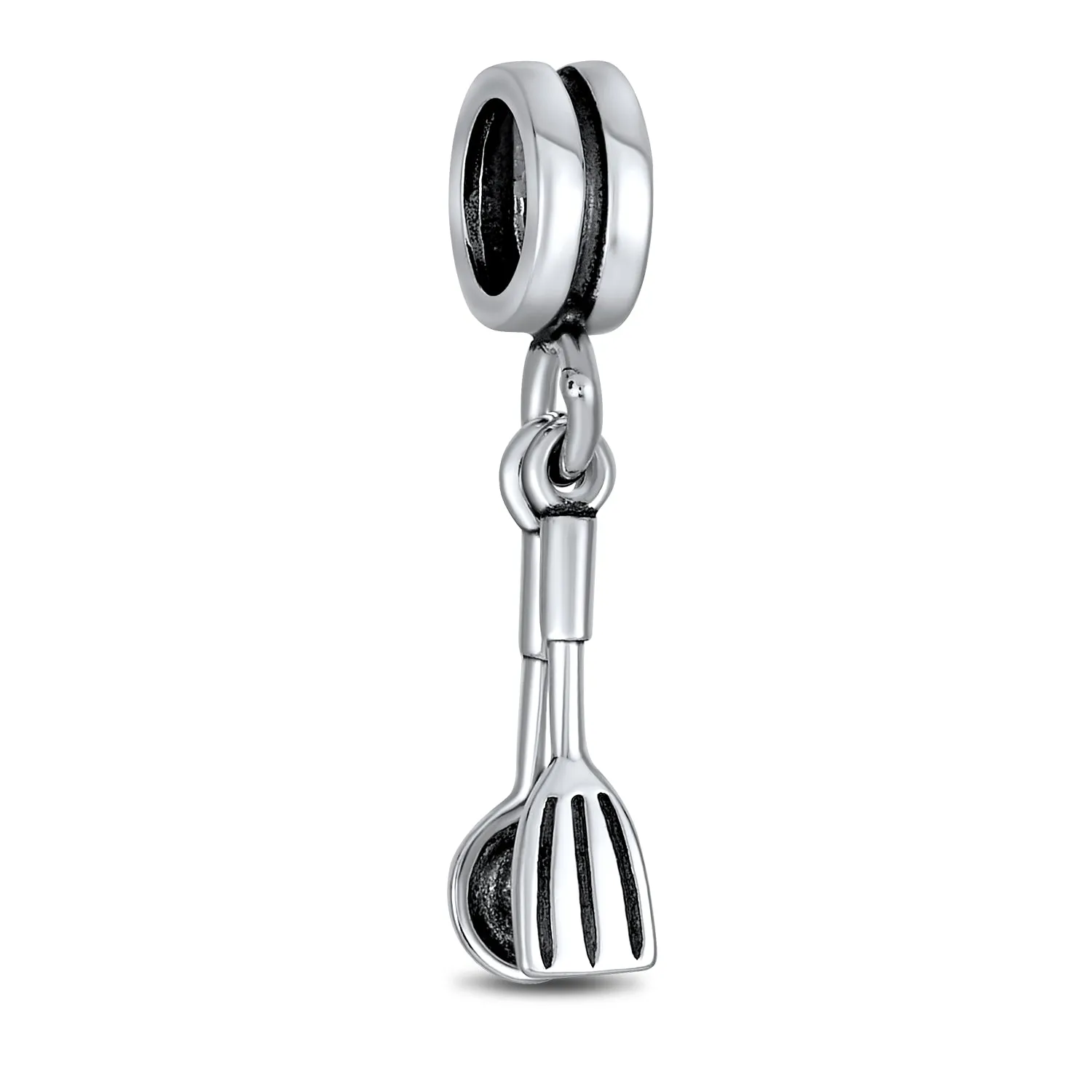 Chef Cook Culinary Utensils Dangle Charm Bead Sterling Silver for Bracelet