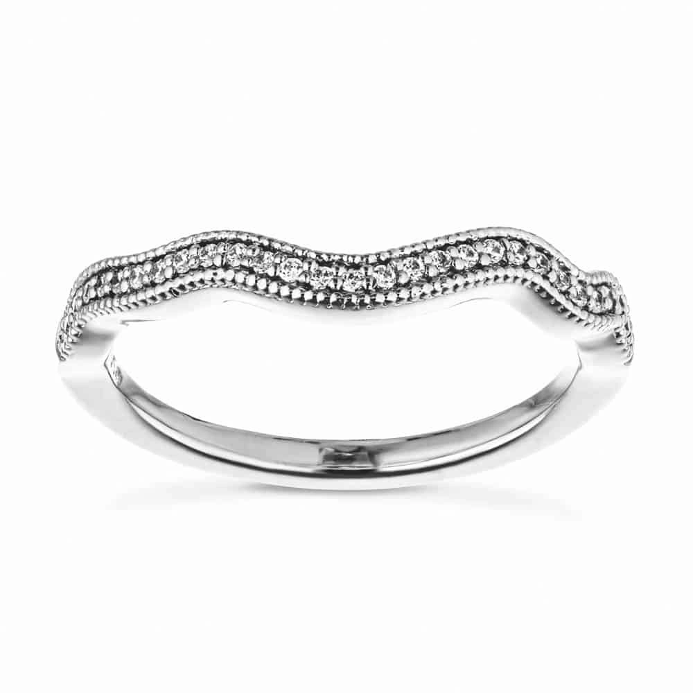Addilyn 1/8 ctw Round Lab Grown Diamond Milgrain Channel Curved Band Warranty Included