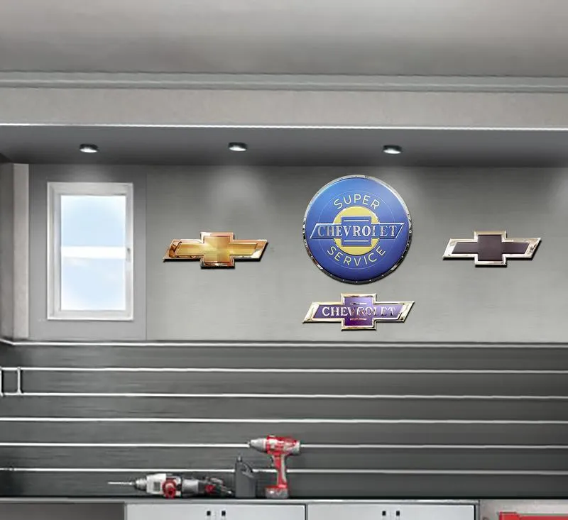 Chevrolet Bow Tie Gold Metal Sign