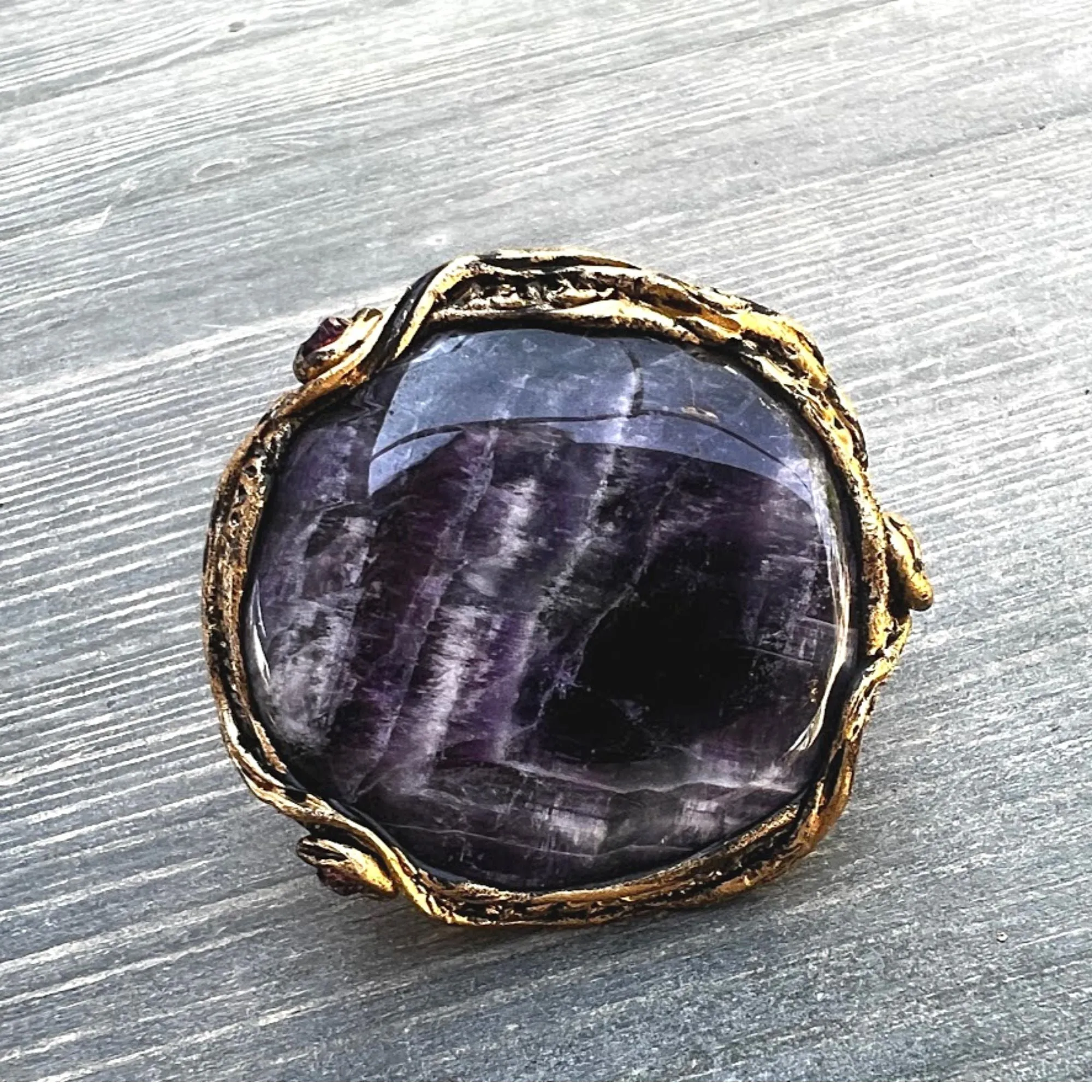 Chevron Amethyst ring, big rings for women, chunky stone ring, oversize huge ring