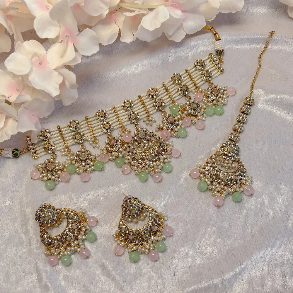 Chhaya Faux Kundan Choker Set - Pastels