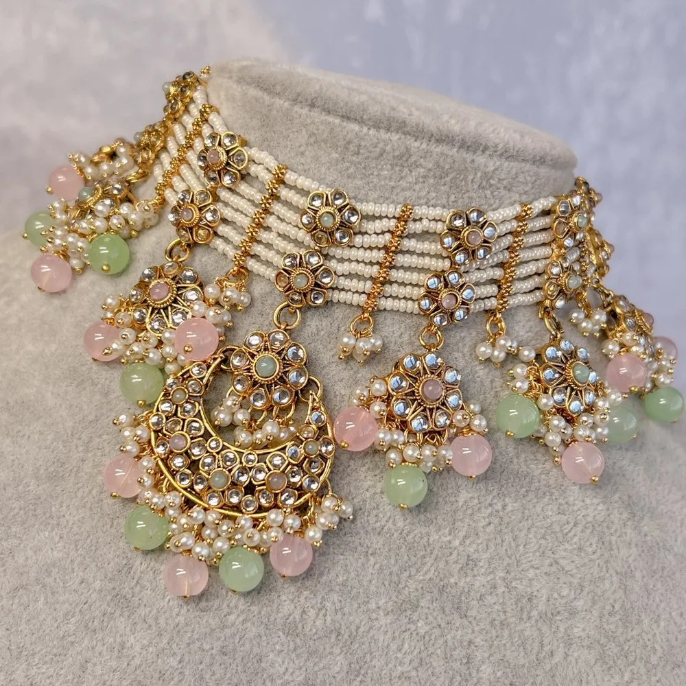 Chhaya Faux Kundan Choker Set - Pastels