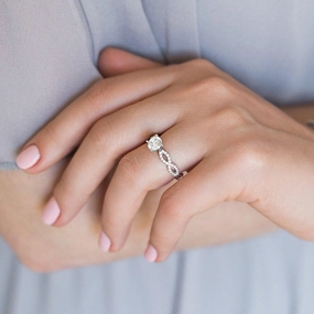 Ayla Lab Grown Diamond Infinity Side Stone Engagement Ring Perfect Accent Easy Care