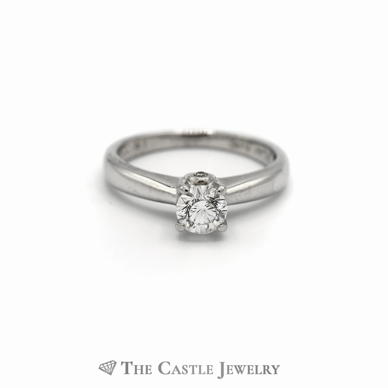 Secure Style 1/2 Carat Diamond Solitaire with Surprise Diamond Accents in 18K White Gold