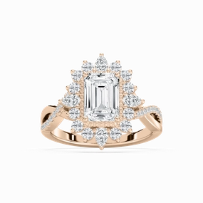 Luxury piece Minimal Harmony Calliope 2 3?? ctw Emerald Lab Grown Diamond Milgrain Vintage Halo Engagement Ring