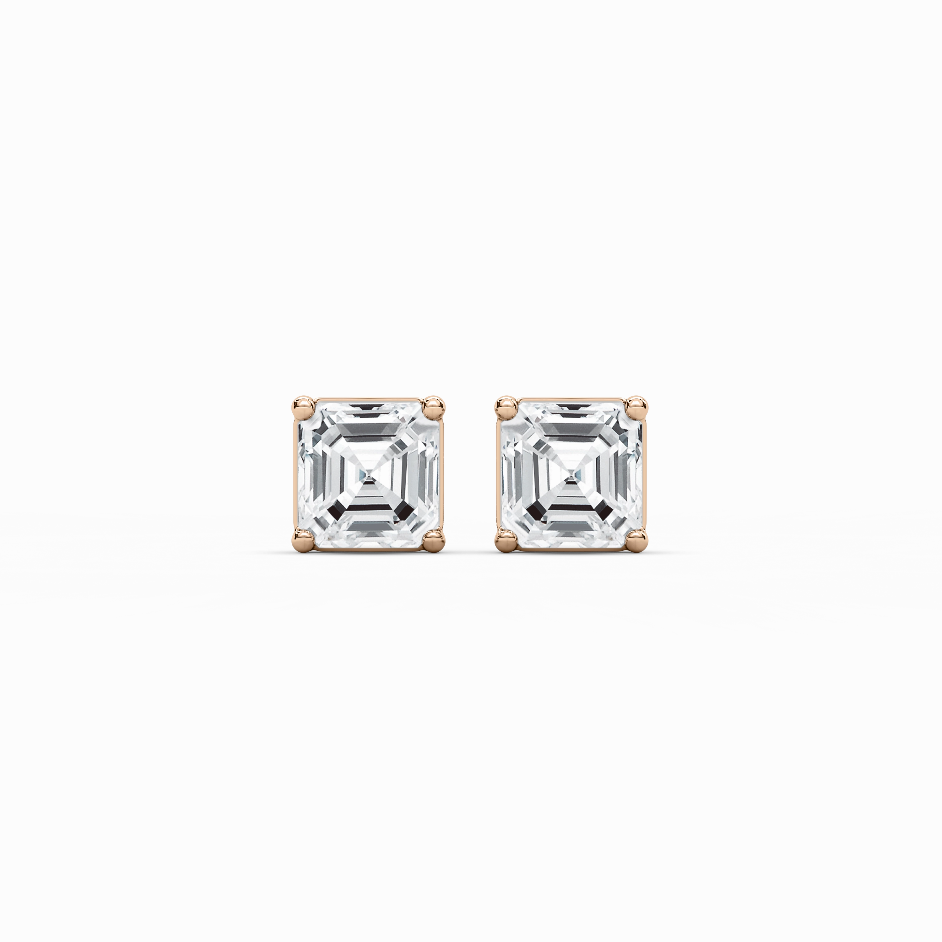 Decorative Ornament Glittering Product Asscher Cut Lab Grown Diamond Three Prong Stud Earrings