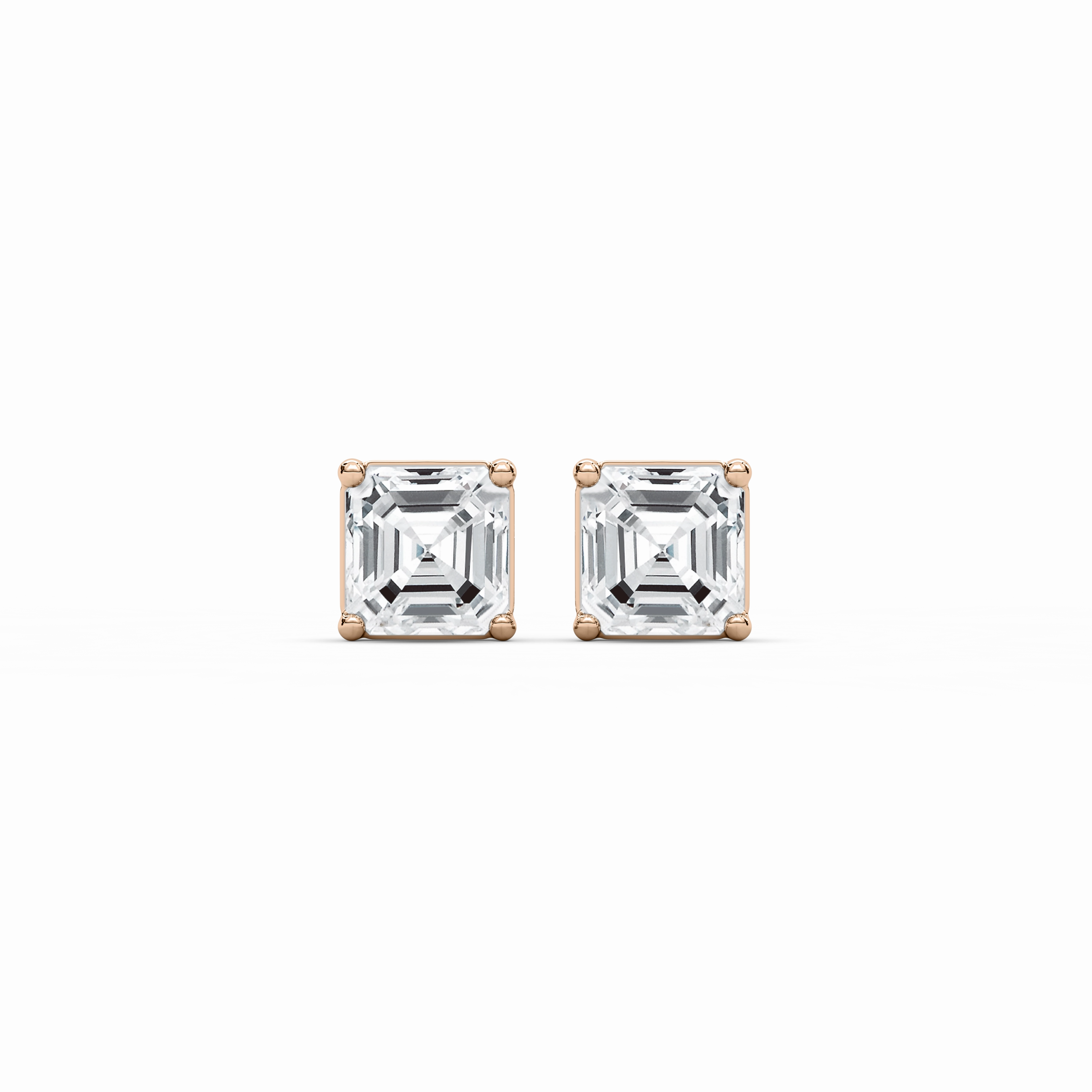 Elegant Creation Statement Accessory Asscher Cut Lab Grown Diamond Three Prong Stud Earrings