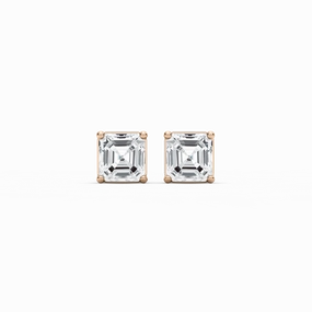 Elegant Creation Statement Accessory Asscher Cut Lab Grown Diamond Three Prong Stud Earrings