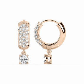 2 1?? ctw Lab Grown Diamond Solitaire Drop Pav?? Hoop Earrings Radiant Option