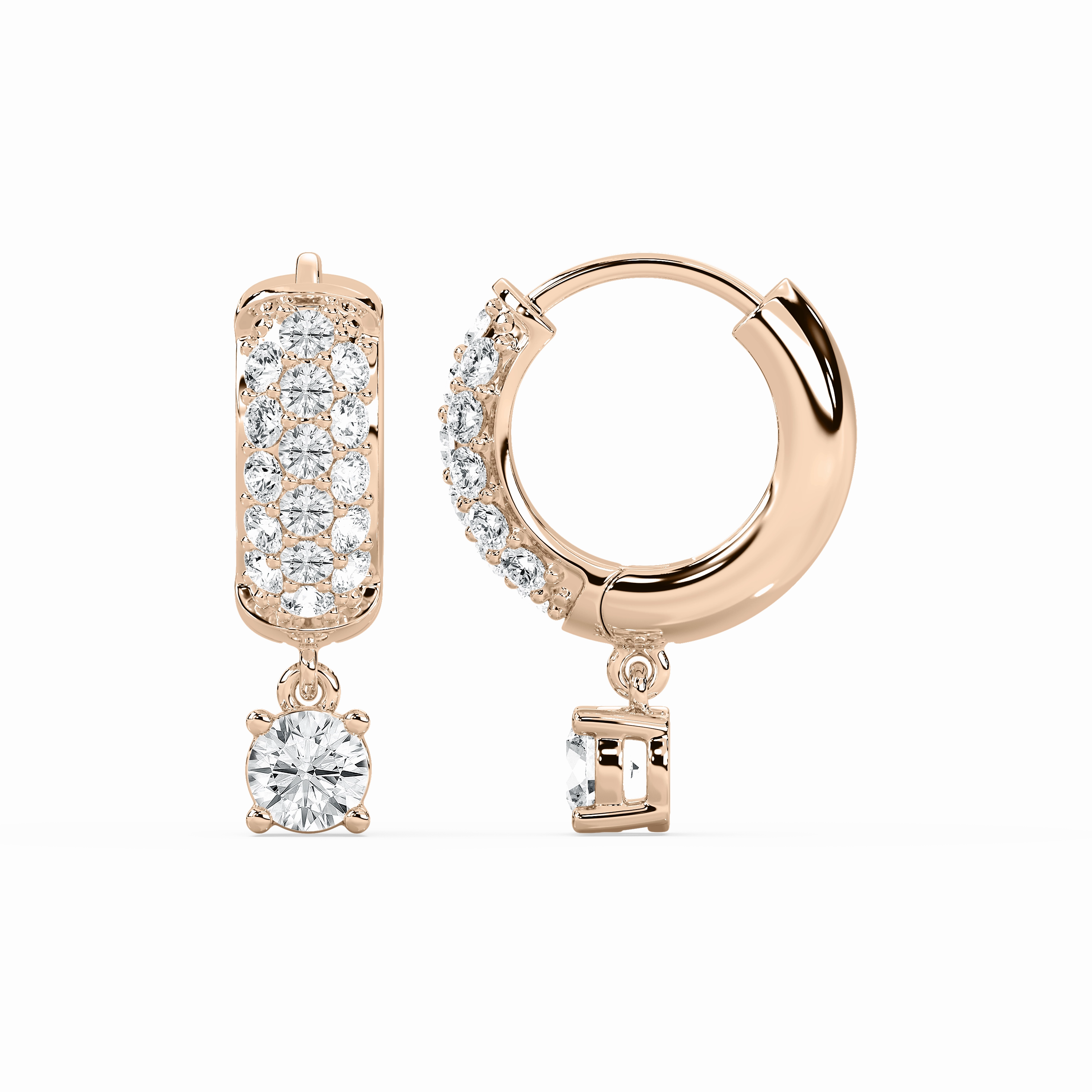 2 1?? ctw Lab Grown Diamond Solitaire Drop Pav?? Hoop Earrings Graceful Feature High-Quality Look