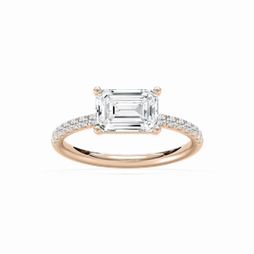 Glamorous Expression status symbol Chloe 2 1?? ctw Emerald Lab Grown Diamond East West Side Stone Engagement Ring