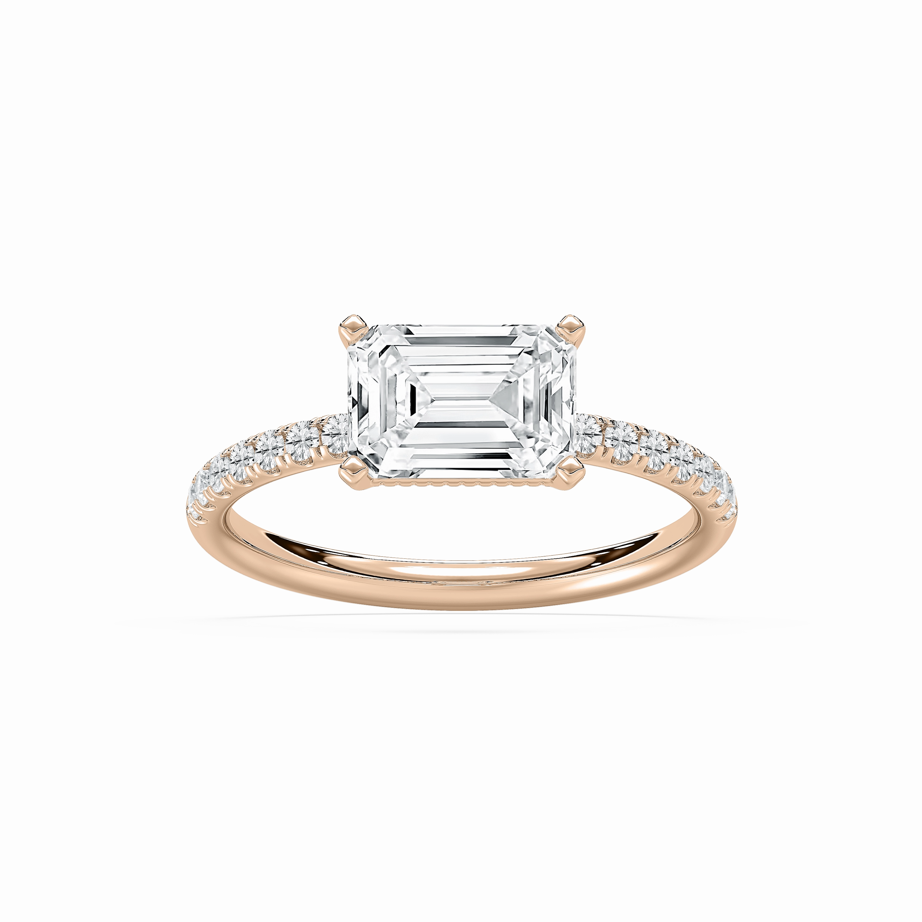 Chloe 2 1?? ctw Emerald Lab Grown Diamond East West Side Stone Engagement Ring Luxury Token Fragile Item