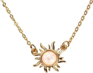 Choker Necklace Occidental Necklace Women'S Sunflower Opal Necklace Choker Pendant Short Chain Small (Gold, One Size)