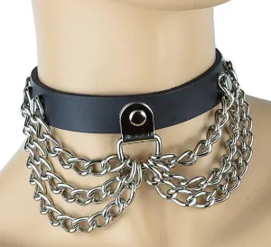 Choker With 3 Row Hanging Chain