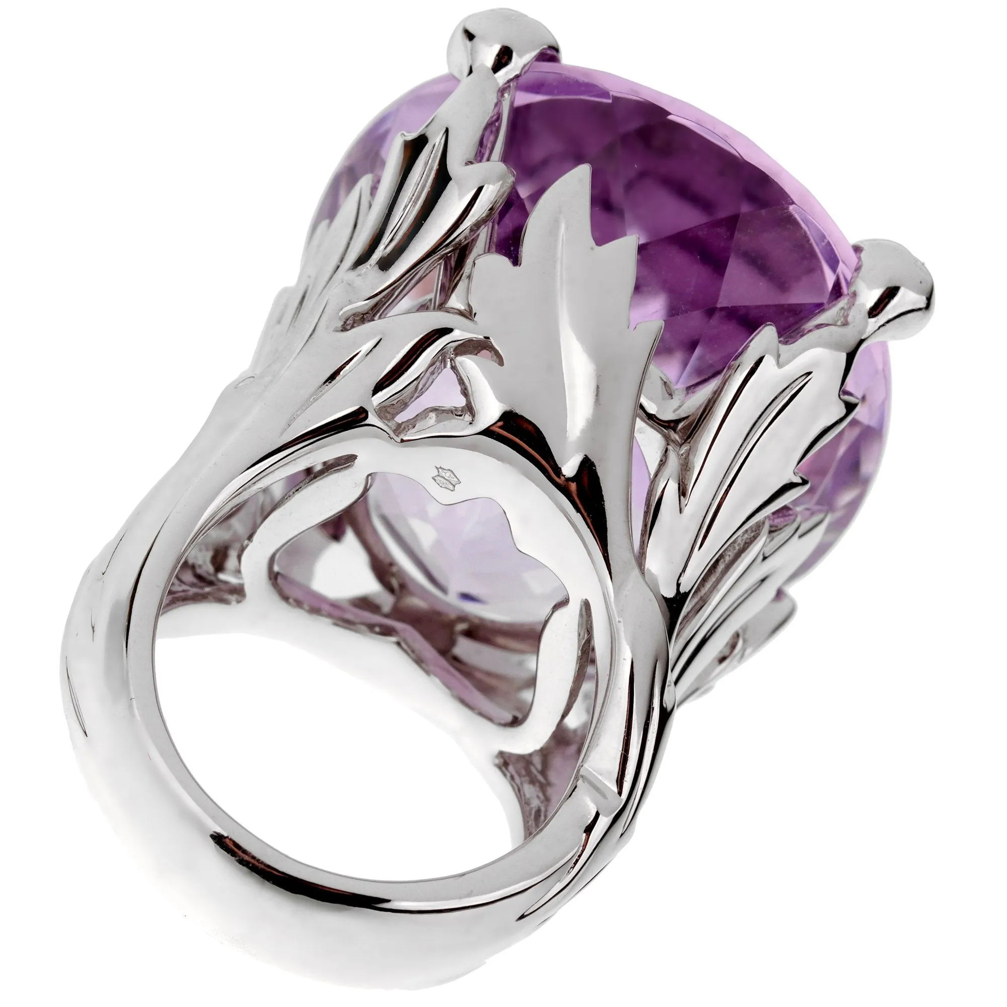 Christian Dior 44.5ct Amethyst Diamond Cocktail White Gold Ring Sz 6 3/4