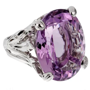 Christian Dior 44.5ct Amethyst Diamond Cocktail White Gold Ring Sz 6 3/4