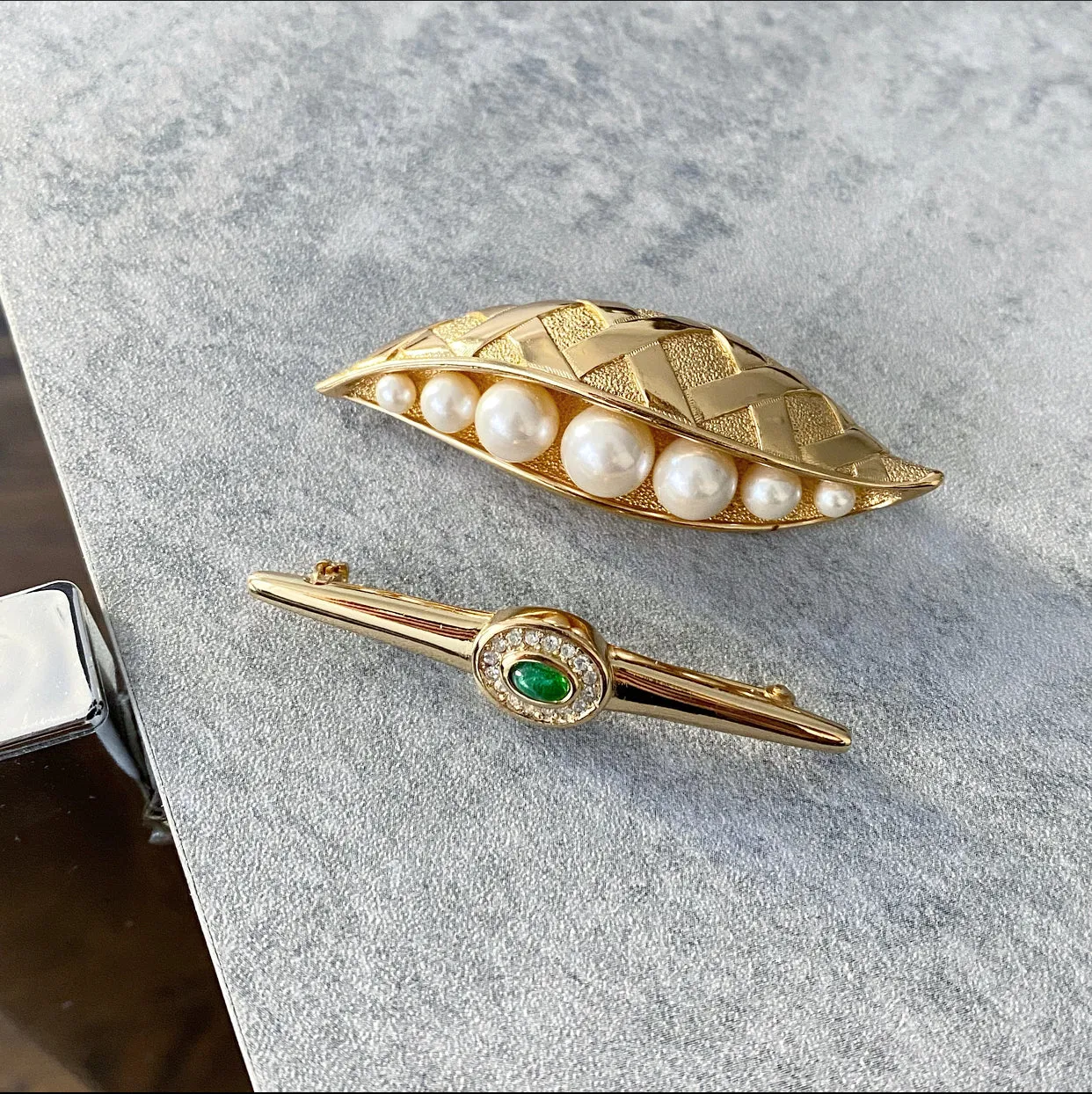 Christian Dior Vintage 1980's Pearl Peas Pin