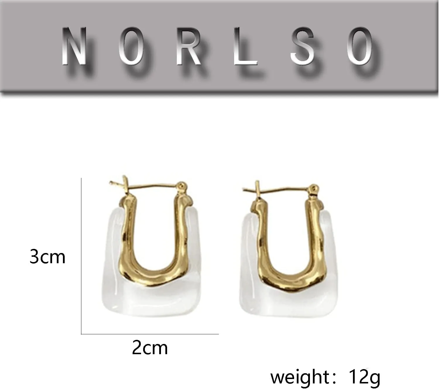 Chunky Clear Retro U Shaped Hoop Minimalist Square Resin Huggie Earrings for Women
