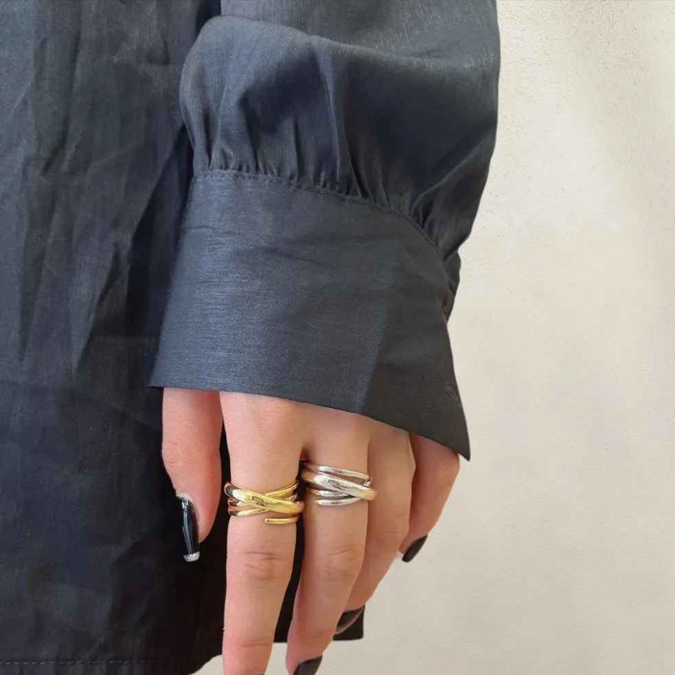 Chunky Entwined Crossover Ring