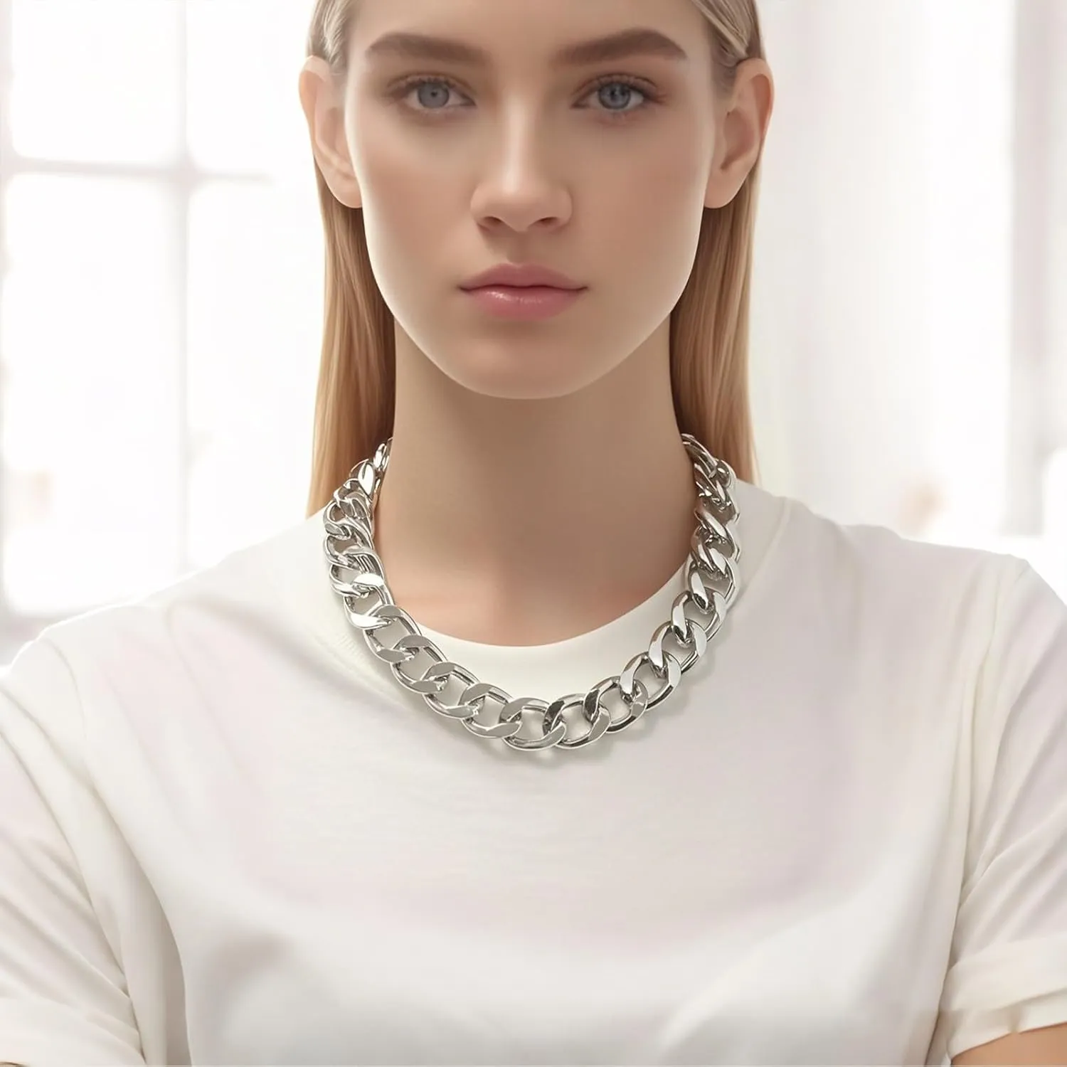 Chunky Gold Necklaces for Women Gold Layered Necklaces Punk 8090s Hip Hop Necklace Cuban Link Chain Necklaces Layered Choker Necklace Prom Jewelry Freaknik Outfit Accessories