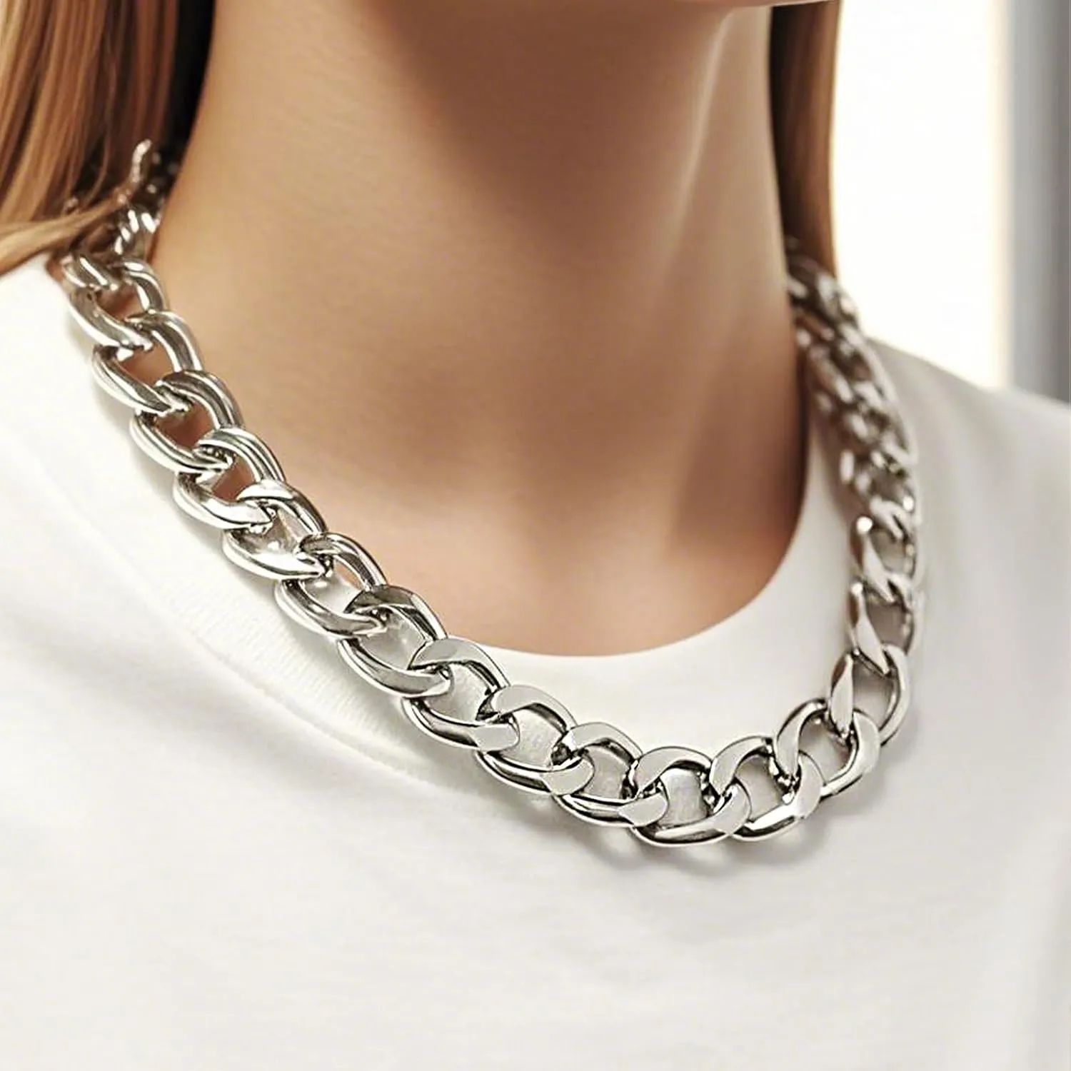 Chunky Gold Necklaces for Women Gold Layered Necklaces Punk 8090s Hip Hop Necklace Cuban Link Chain Necklaces Layered Choker Necklace Prom Jewelry Freaknik Outfit Accessories