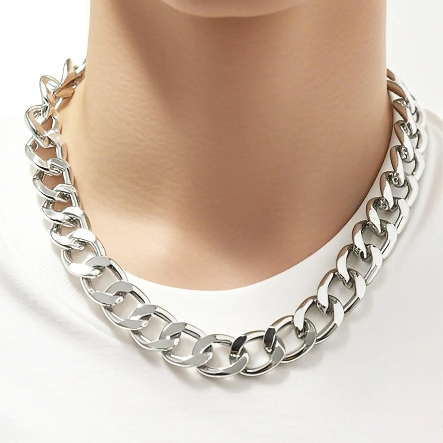 Chunky Gold Necklaces for Women Gold Layered Necklaces Punk 8090s Hip Hop Necklace Cuban Link Chain Necklaces Layered Choker Necklace Prom Jewelry Freaknik Outfit Accessories