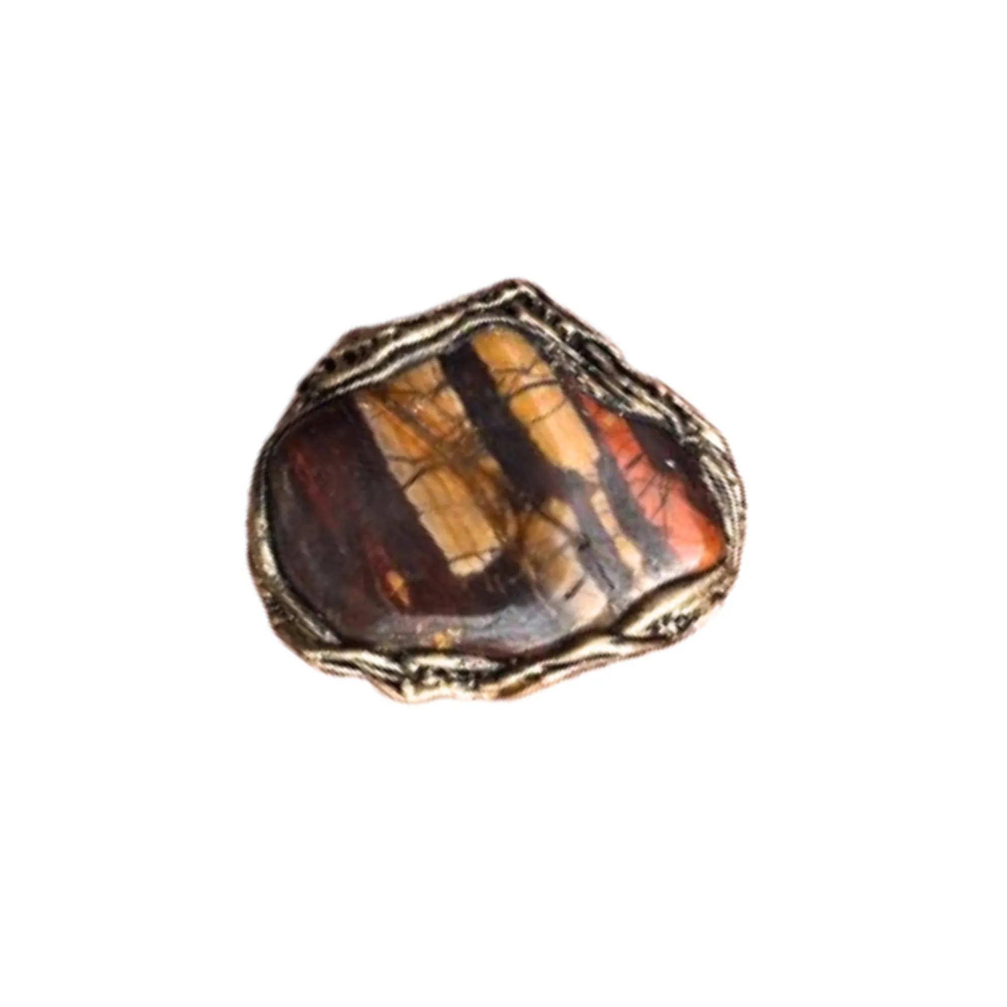 Chunky Tiger Iron Jasper Big Stone Ring, Statement Large Cocktail Ring of Bold Elegance