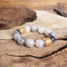 Chunky Beaded Statement Bracelets Gold Red Brown Green Gray Chief Ornament