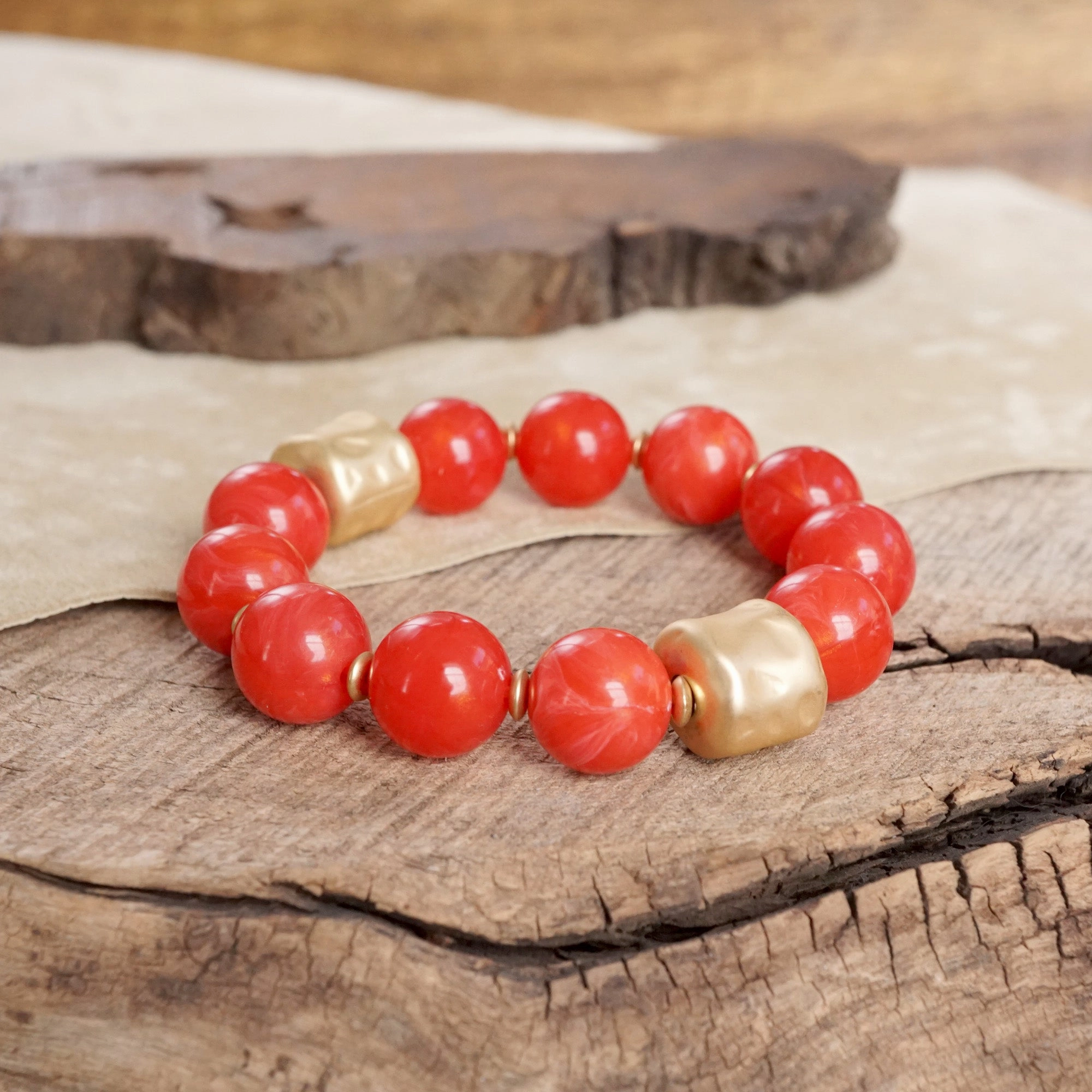 Chunky Beaded Statement Bracelets Gold Red Brown Green Gray Just Launched