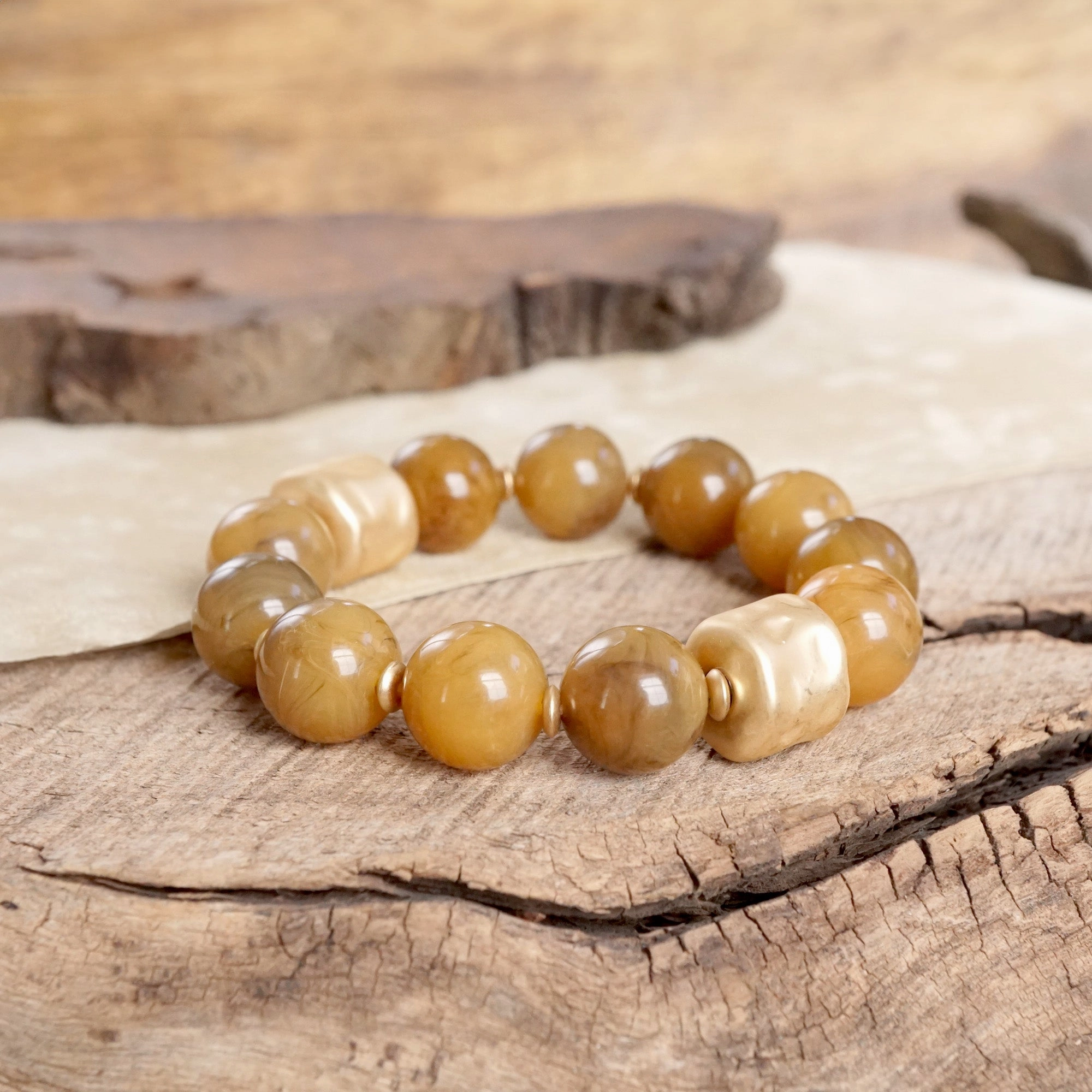 Innovative Style Chunky Beaded Statement Bracelets Gold Red Brown Green Gray