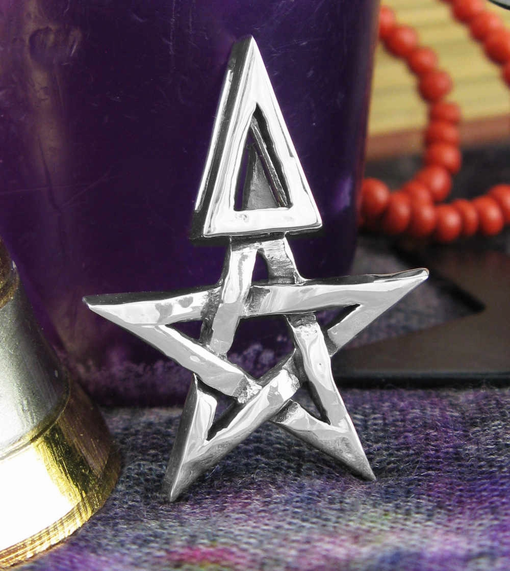 Chunky Third Degree Wiccan Pentagram Pendant, Handmade Fixed Size Accessory