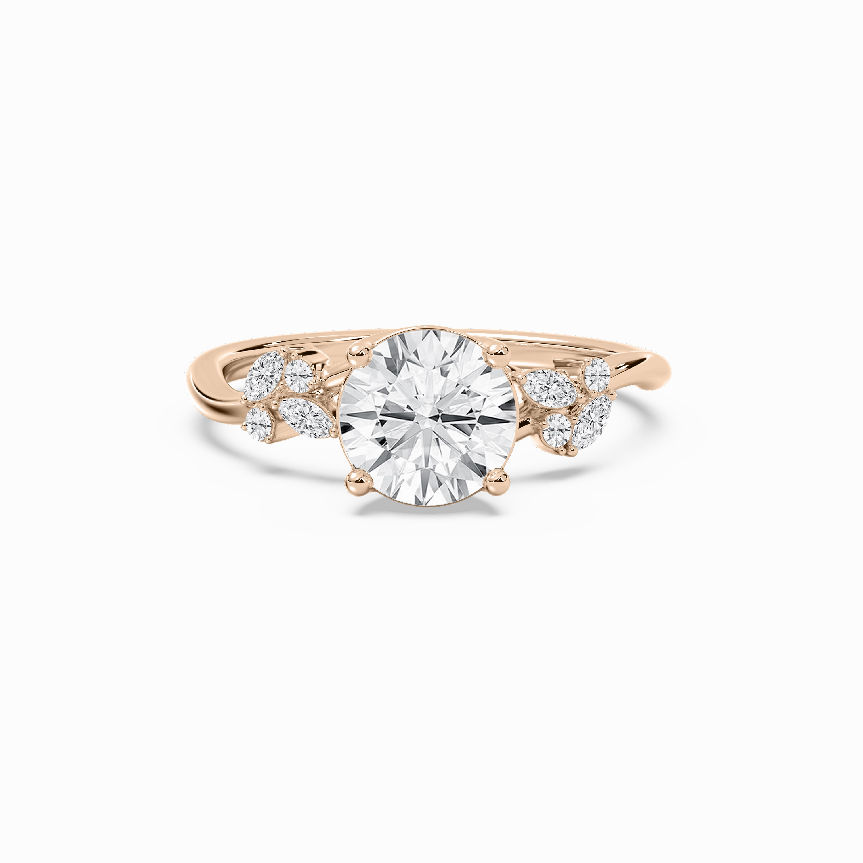 Polished Choice Circe 3 1?? ctw Round Lab Grown Diamond Flowering Trellis Side Stone Engagement Ring