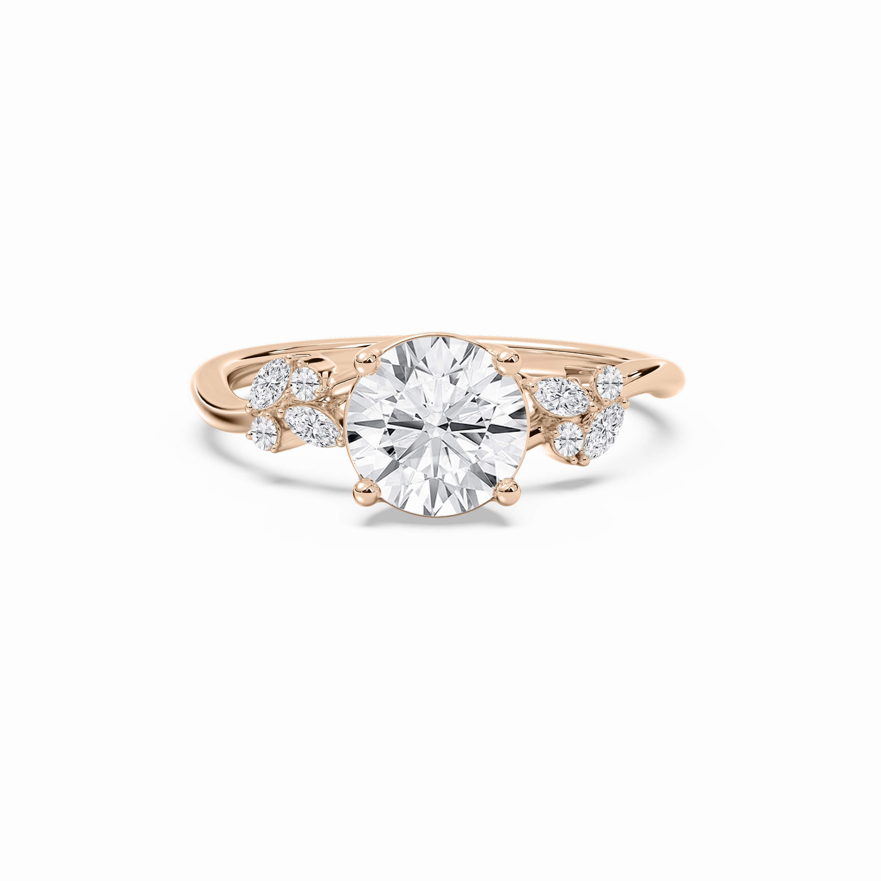 Everyday Style Simple Sparkle Circe 3 1?? ctw Round Lab Grown Diamond Flowering Trellis Side Stone Engagement Ring