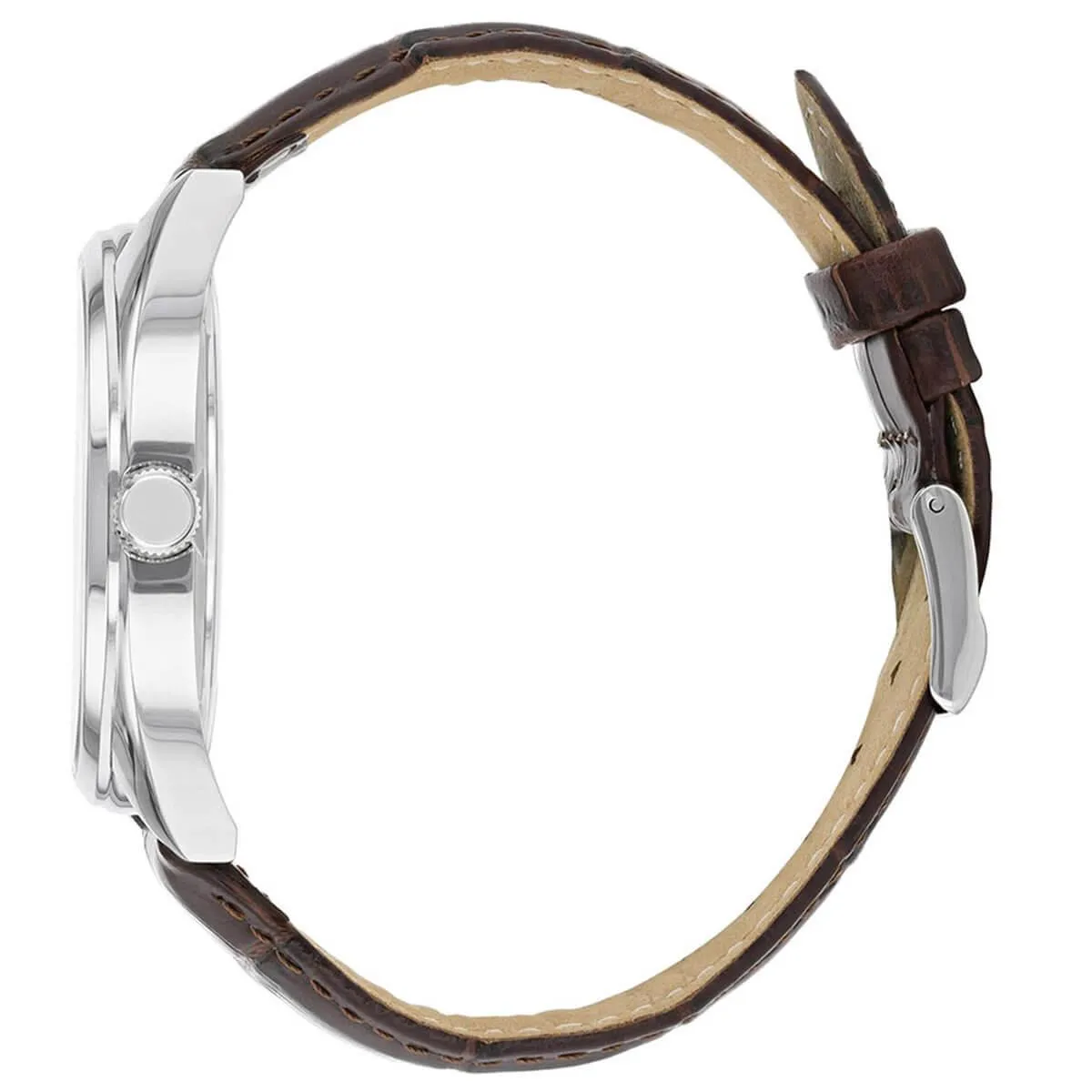 Citizen Men's Quartz Watch - White Dial Brown Leather Strap | BI5090-09A