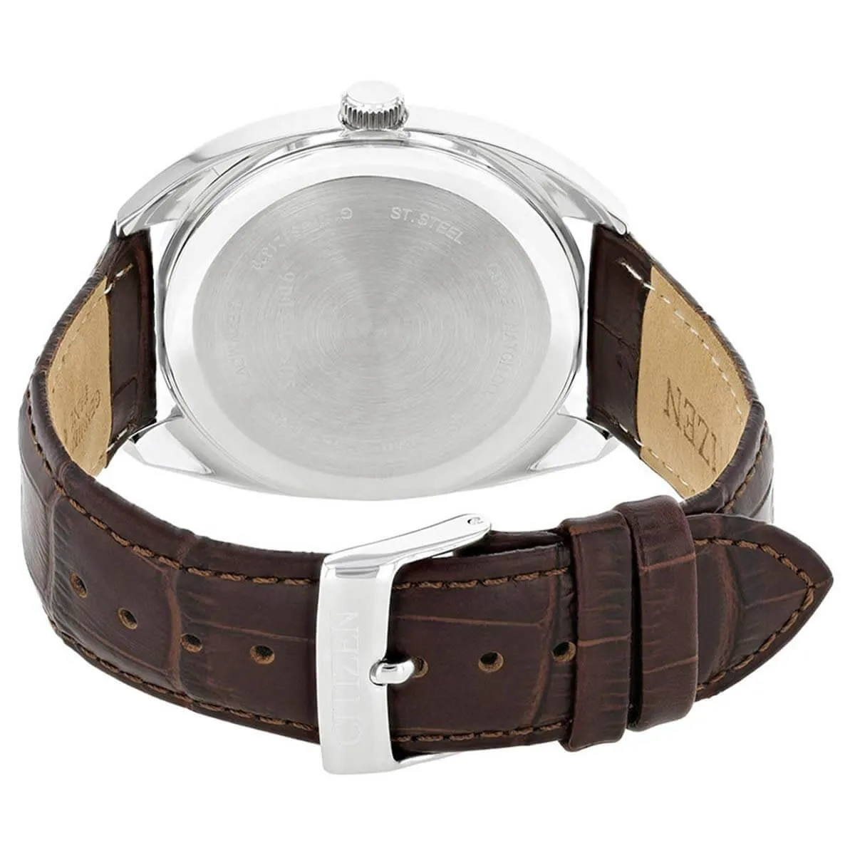 Citizen Men's Quartz Watch - White Dial Brown Leather Strap | BI5090-09A