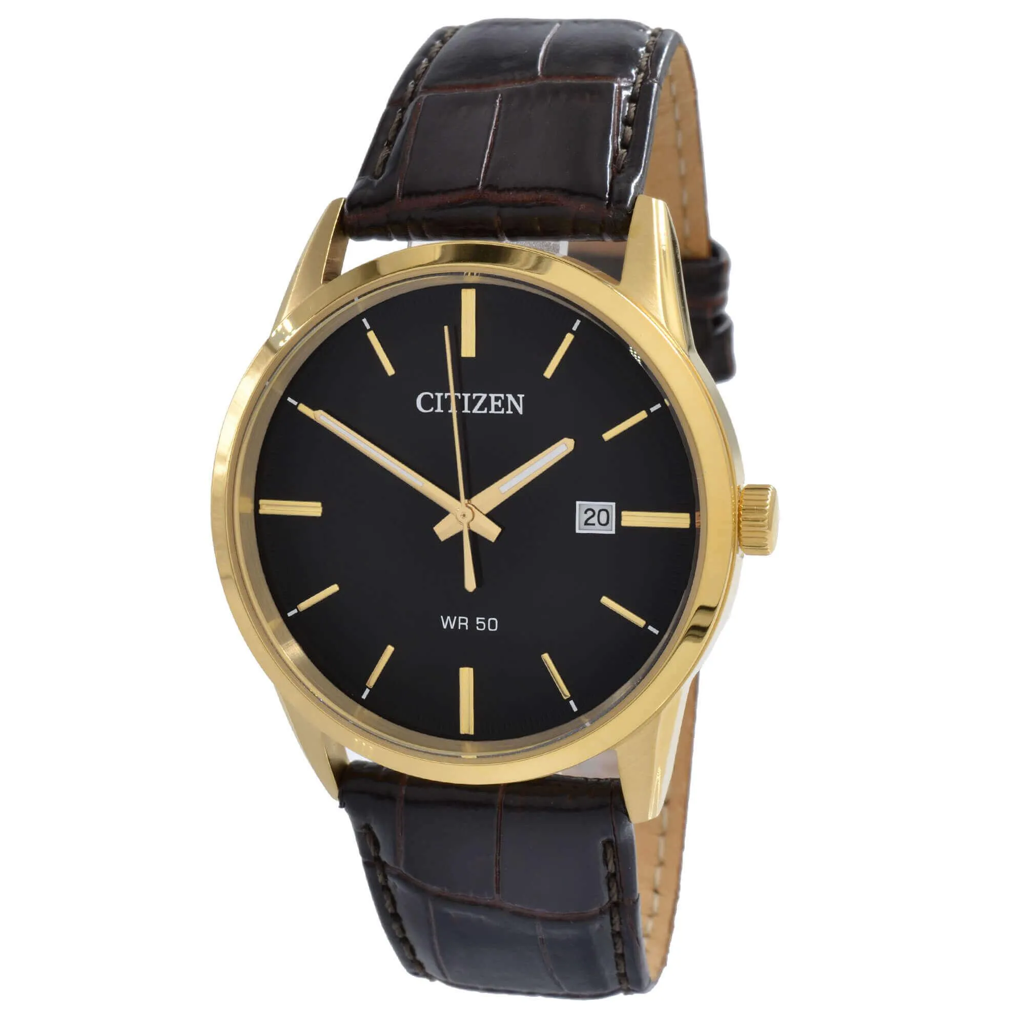 Citizen Men's Watch - Japanese Quartz Black Dial Black Leather Strap | BI5002-06E