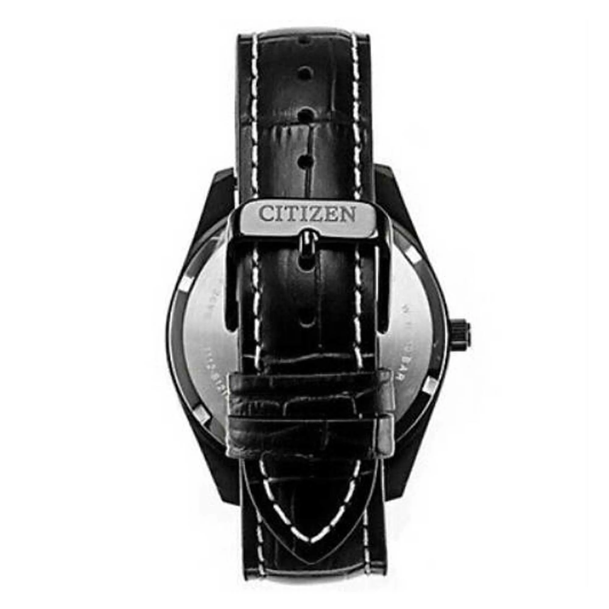Citizen Men's Watch - Japanese Quartz Silver Dial Black Leather Strap | BI1035-09A