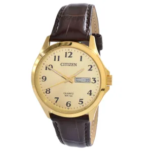 Citizen Men's Watch - Quartz Champagne Dial Brown Genuine Leather Strap | BF5002-05P