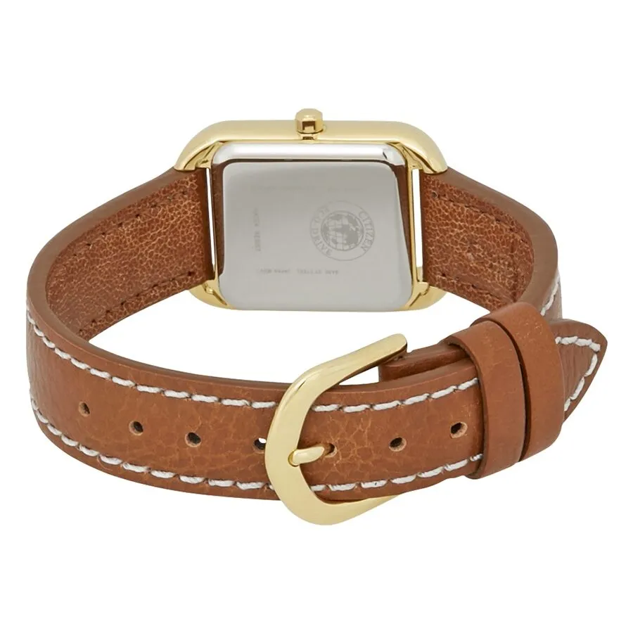 Citizen Silhouette Eco-Drive White Dial Brown Leather Ladies Watch EM0492-02A