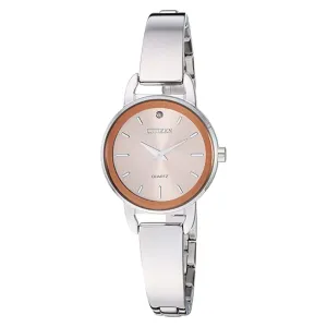 Citizen Women Pink Dial Silver Stainless Steel Band Quartz Watch - EZ6370-56X