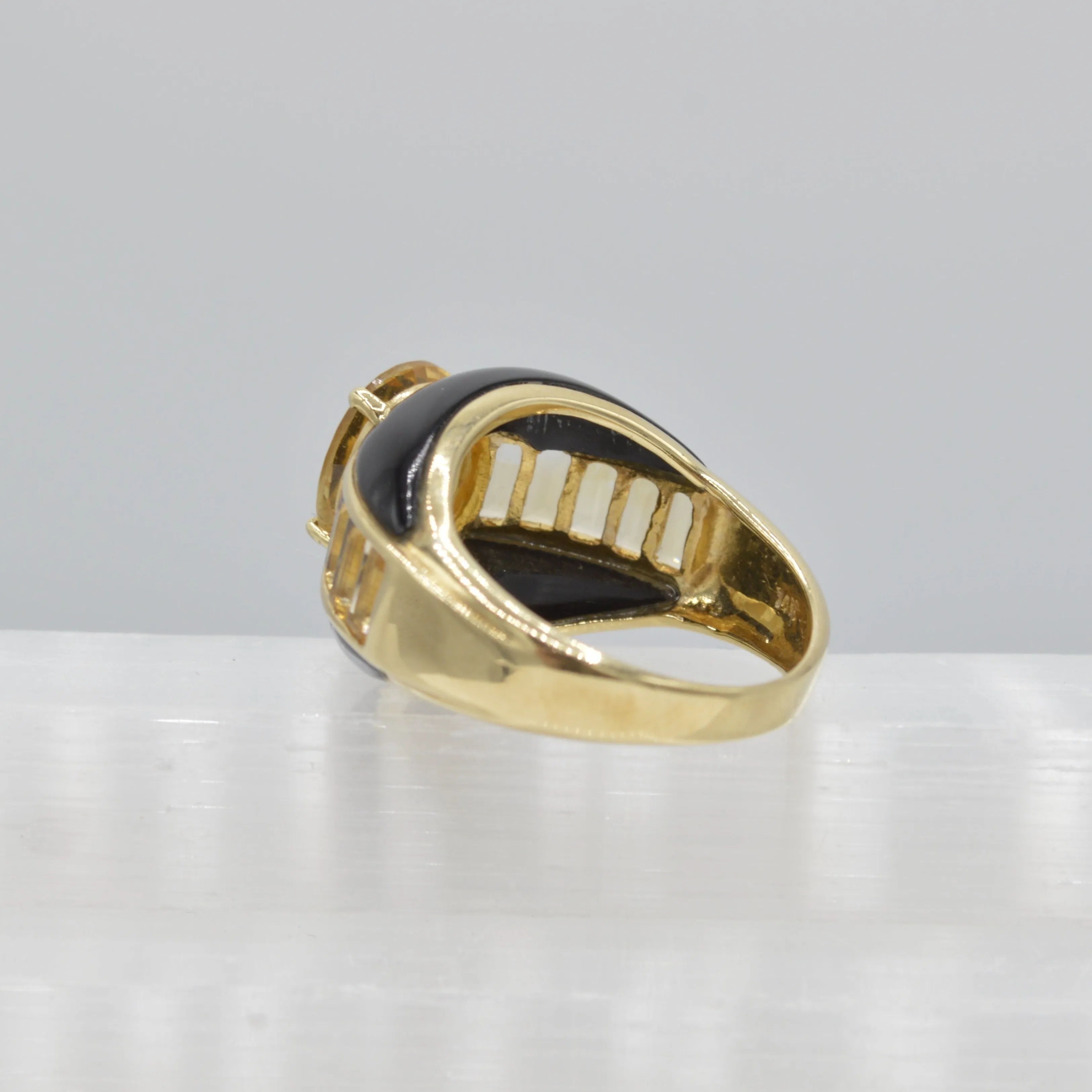 Citrine on Onyx Ring