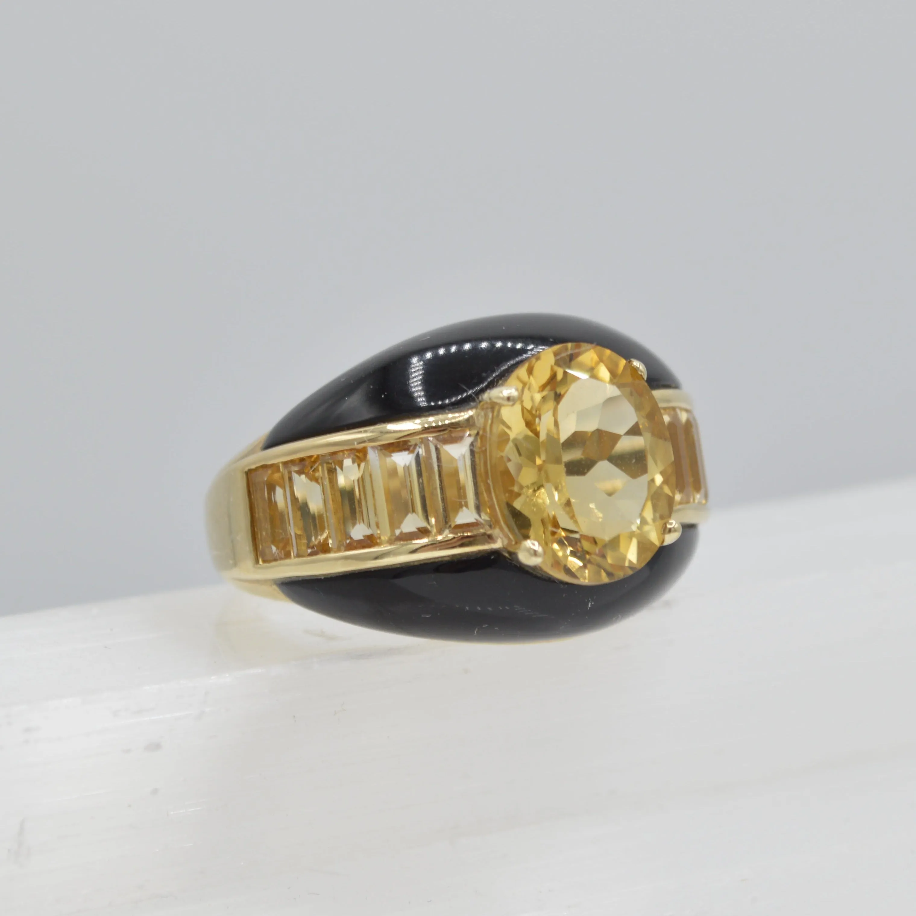 Citrine on Onyx Ring