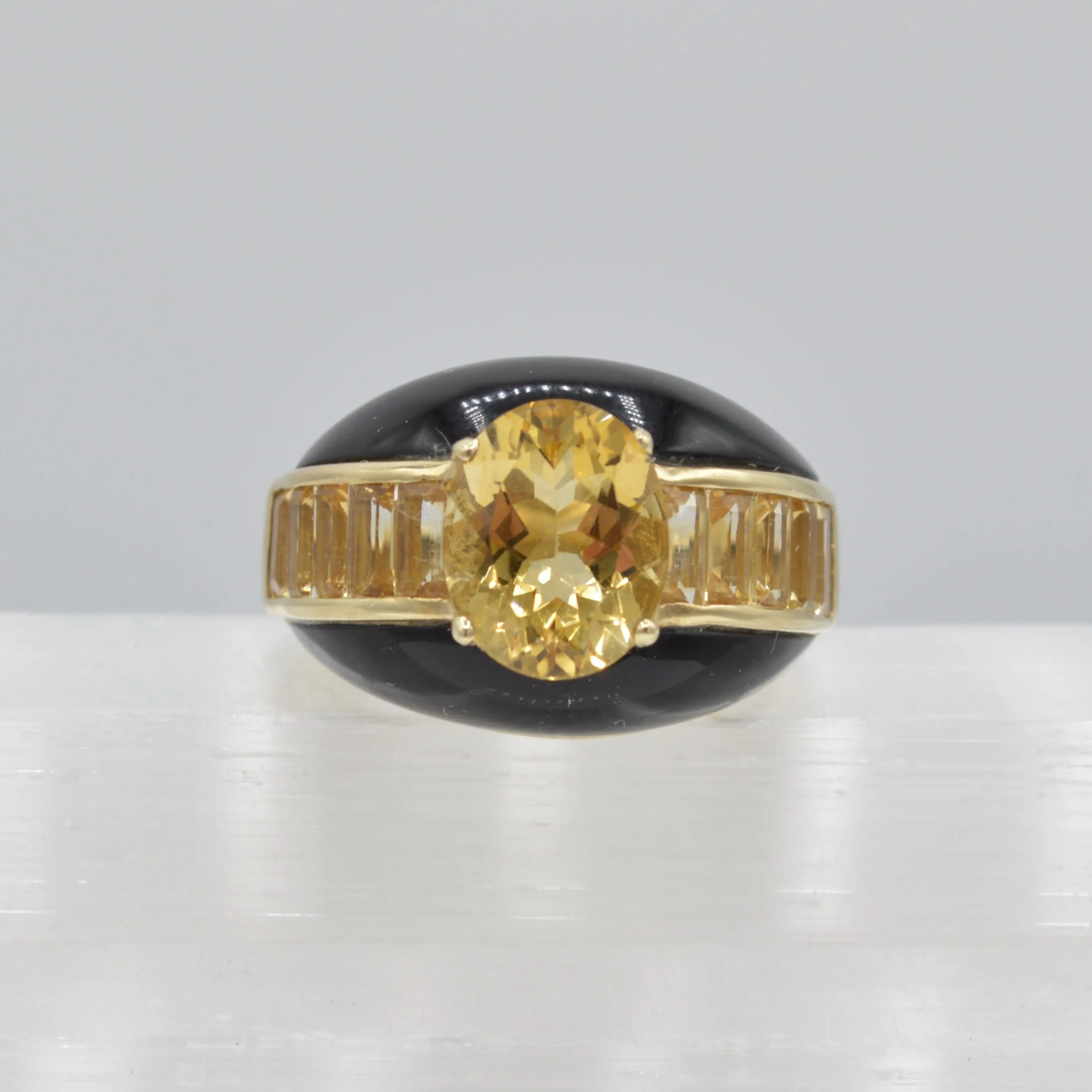 Citrine on Onyx Ring