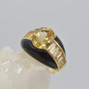 Citrine on Onyx Ring