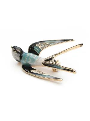 Classic Alloy Enamel Swallow Brooch