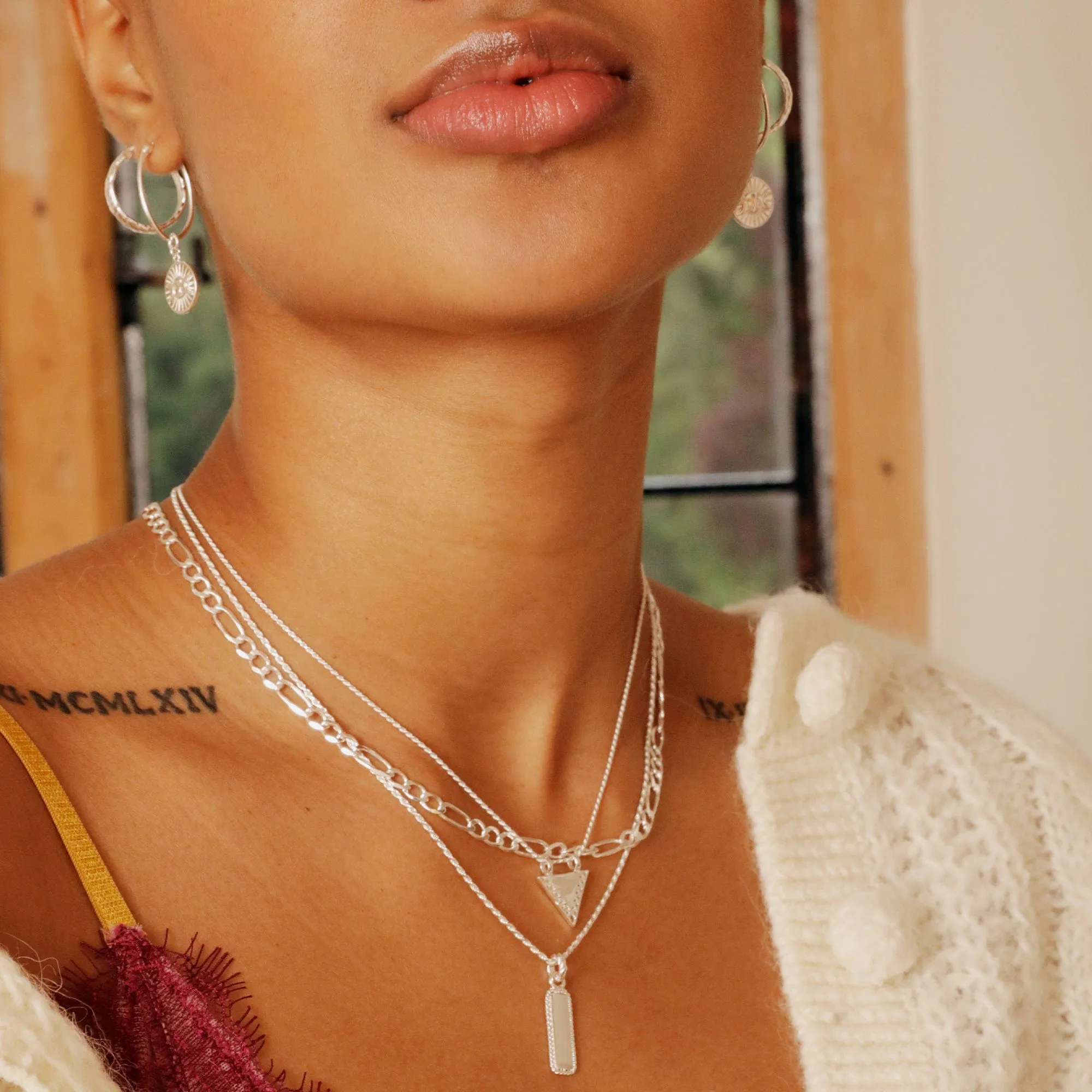 Classic Figaro Chain Necklace Sterling Silver