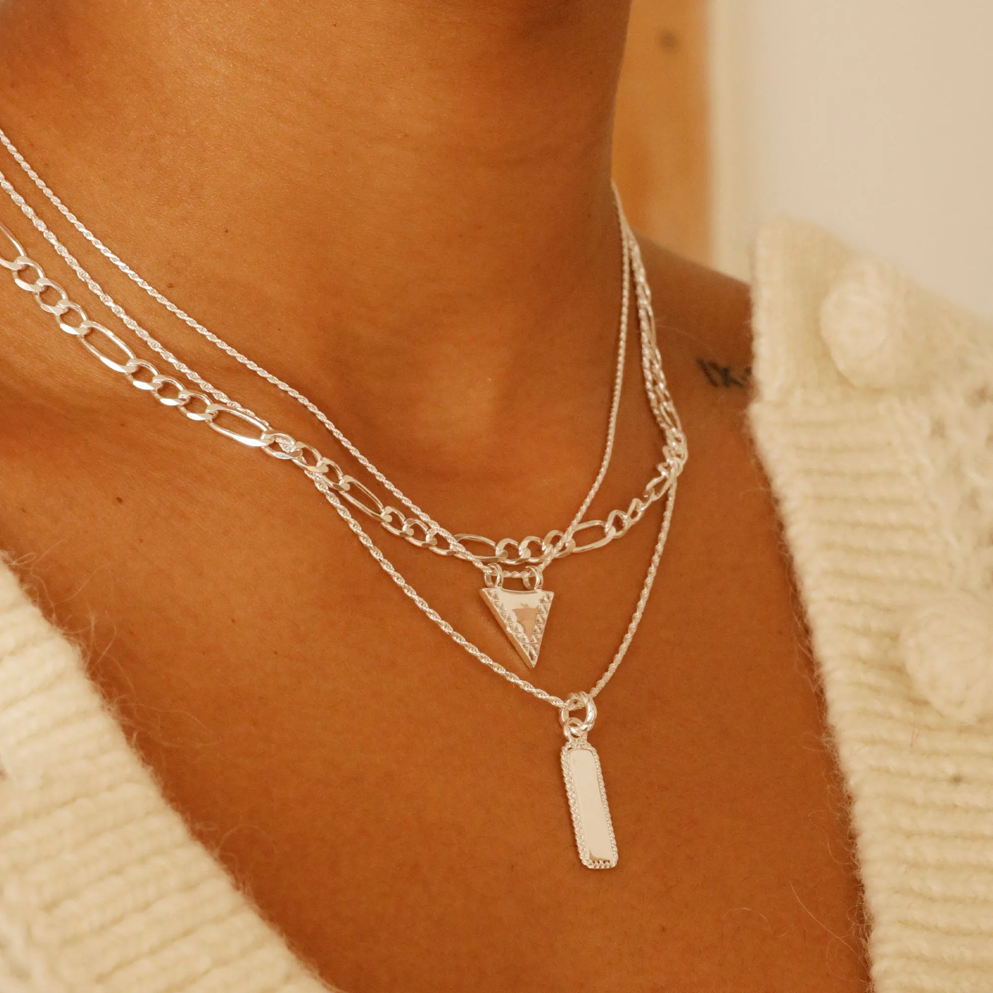 Classic Figaro Chain Necklace Sterling Silver