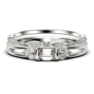 Classic Minimalist 1.50 Carat Baguette Cut Diamond Moissanite Engagement Ring, Split shank Wedding Ring in 10k/14k/18k Solid Gold,  Promise Ring, Anniversary Ring, Bridal Rings Set